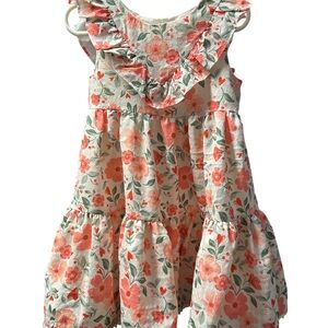 Isaac Mizrahi Floral Dress, Coral Flowers and Green Accents